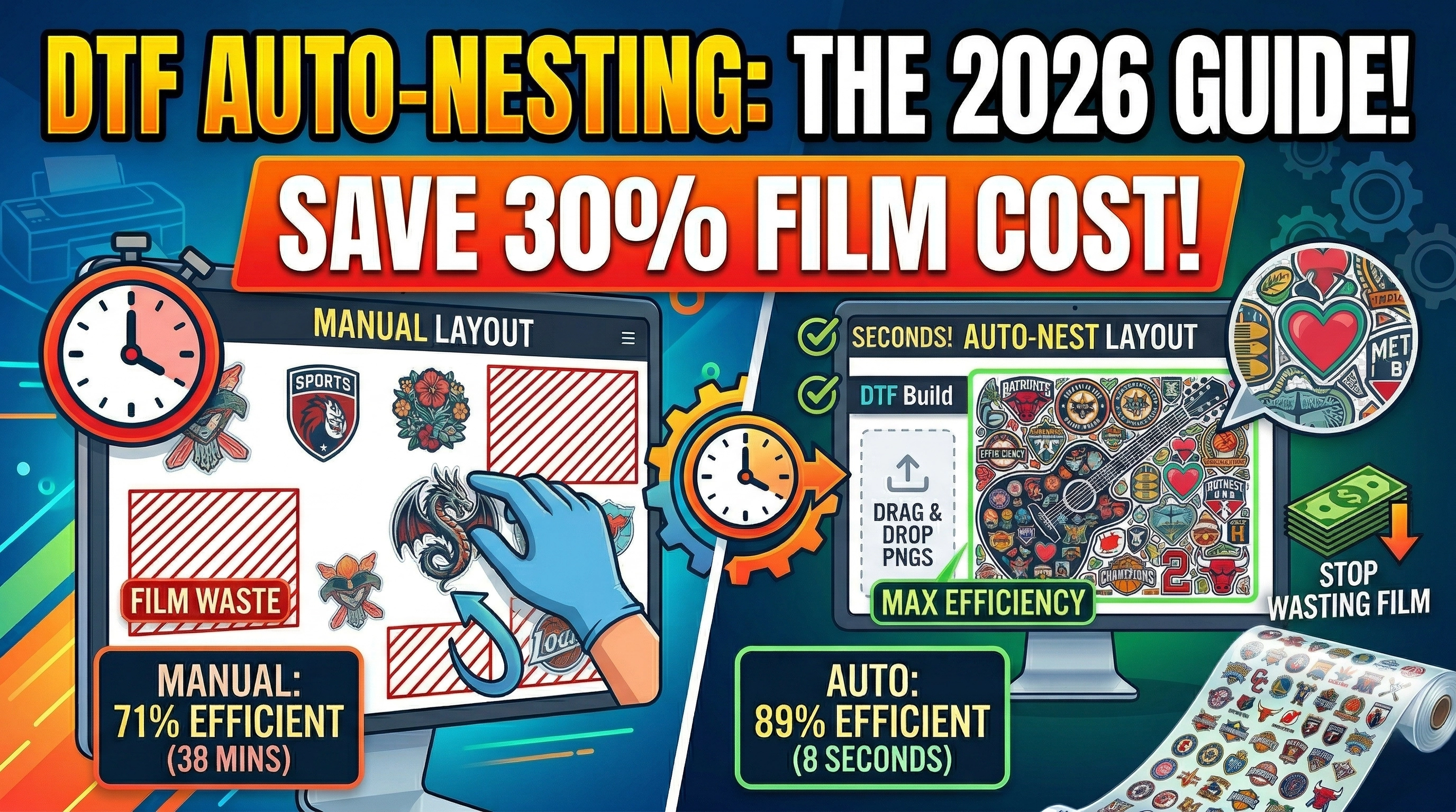 DTF Auto-Nesting: Save 30% on Film Costs | DTF Build